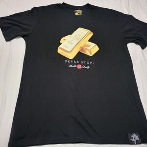 Black T-Shirt with Gold Graphic